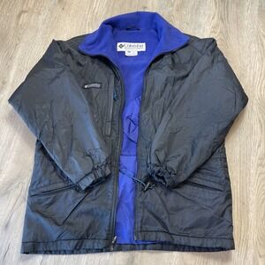 Vtg Columbia Revisable Packable Jacket Women M Blue Black Built in Bag and Strap
